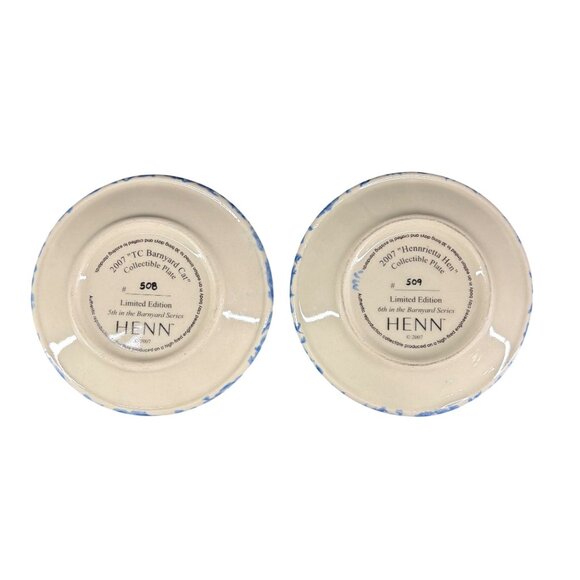 2007 Henn Barnyard Series Collectible Plates #508 & #509 Limited Edition Blue & - Picture 2 of 10